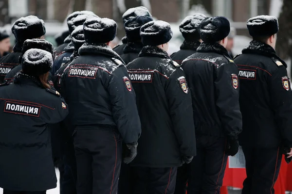 Inverno russo "Polícia" sinal — Fotografia de Stock