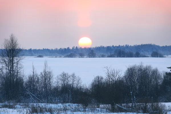 Zonsondergang in de prachtige winter — Stockfoto