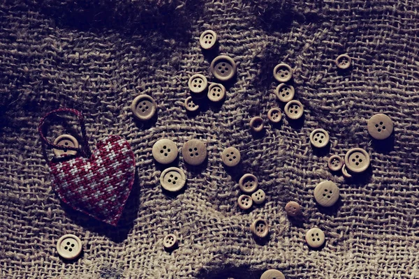 Coeur et boutons Saint Valentin — Photo