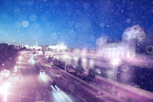Inverno estrada da noite — Fotografia de Stock