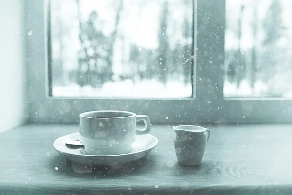 Morning coffee on the window — Stock Photo, Image