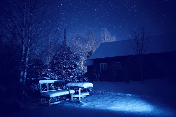 Vinter natt landskap — Stockfoto
