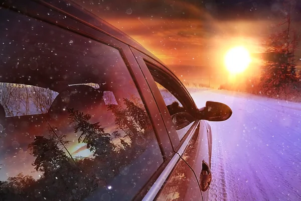 Vinter bilsemester i naturen — Stockfoto