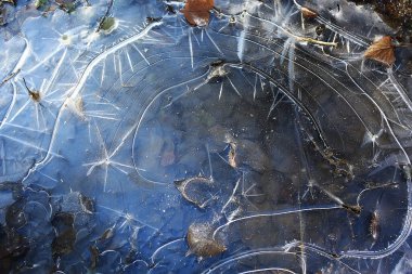 desen buz çatlakları, beyaz buz kristalleri, kış ayazı arka planı