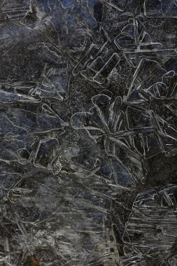 desen buz çatlakları, beyaz buz kristalleri, kış ayazı arka planı