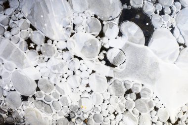 donmuş su birikintisi arka planı, kışın soyut mevsimsel buz