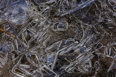 desen buz çatlakları, beyaz buz kristalleri, kış ayazı arka planı