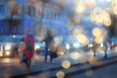 Akşam ışıkları arka planı bulanıklaştırdı. Sonbahar, soyut şehir arka planı, sonbahar.