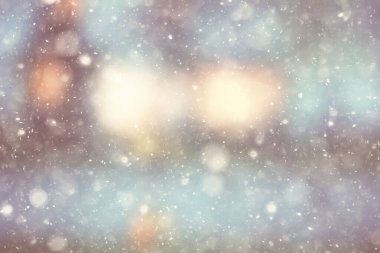 Renkli arka plan kar yağışı akşam ışıkları, yumuşak ışık bulanıklığı