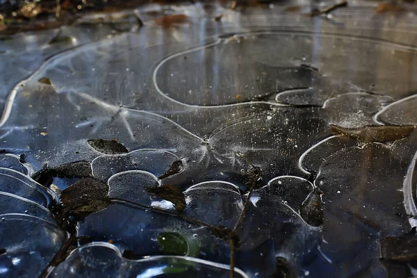 Fundo Poça Congelada Inverno Gelo Sazonal Abstrato — Fotografia de Stock