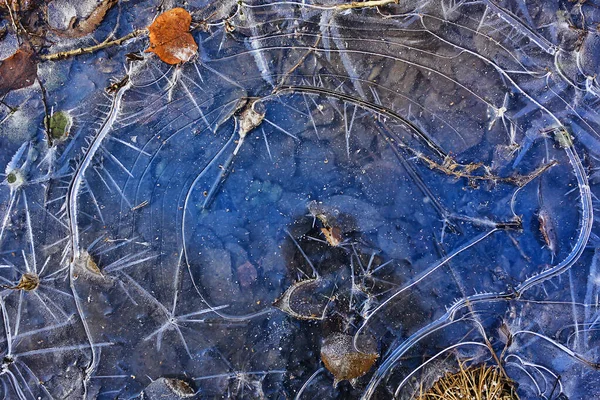 Fondo Charco Congelado Invierno Abstracto Hielo Estacional —  Fotos de Stock