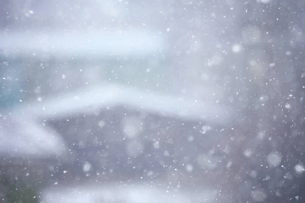 Wazig Achtergrond Sneeuwval Natuur Abstract Vallende Sneeuwvlokken Ontwerp — Stockfoto