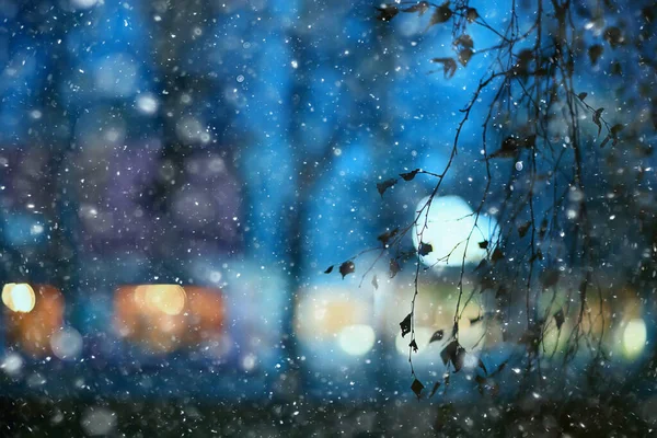 Абстрактний Сніговий Розмитий Фон Міста Вогні Зимові Канікули Новий Рік — стокове фото