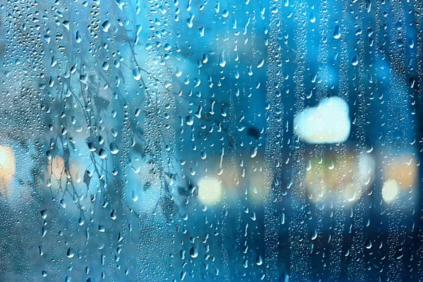 Wet Glass View Branches Park Autumn Abstract Background Drops Window — Stock Photo, Image