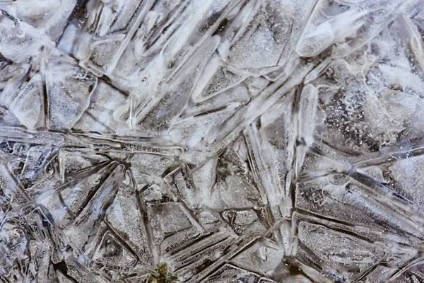 Υφή Ρωγμές Πάγου Λευκά Κρύσταλλα Πάγου Φόντο Παγετό Χειμώνα — Φωτογραφία Αρχείου