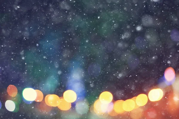 Rozmazané Pozadí Sněžení Příroda Abstraktní Padající Sněhové Vločky Design — Stock fotografie