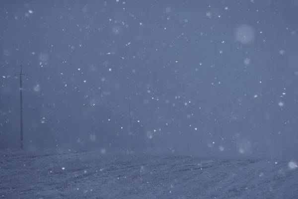 Sfondo Sfocato Nevicata Natura Astratto Caduta Fiocchi Neve Design — Foto Stock