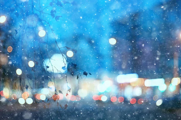 Абстрактний Сніговий Розмитий Фон Міста Вогні Зимові Канікули Новий Рік — стокове фото