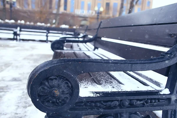 Şehir parkındaki manzara tezgahı Kış ayazı, Noel sabahı şehirde