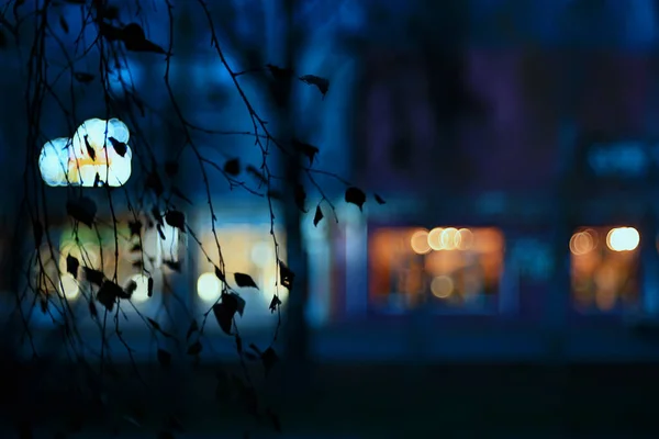 Evening Lights Blurred Background Bokeh Autumn Abstract City Background Autumn — Stock Photo, Image