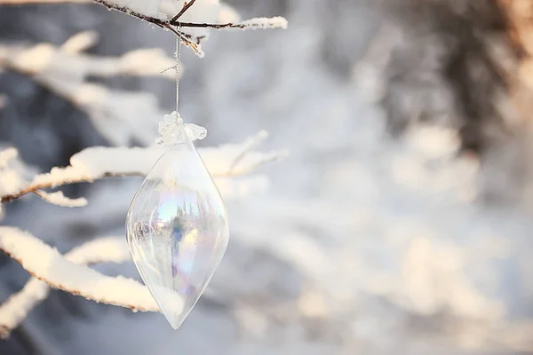 Vidro Árvore Natal Brinquedo Natureza Fundo Cartão Natal Finland Lapland — Fotografia de Stock