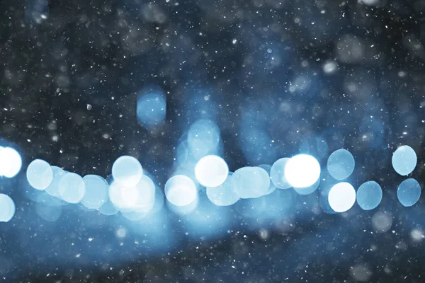 Stadsverlichting Kerst Nacht Abstracte Achtergrond — Stockfoto
