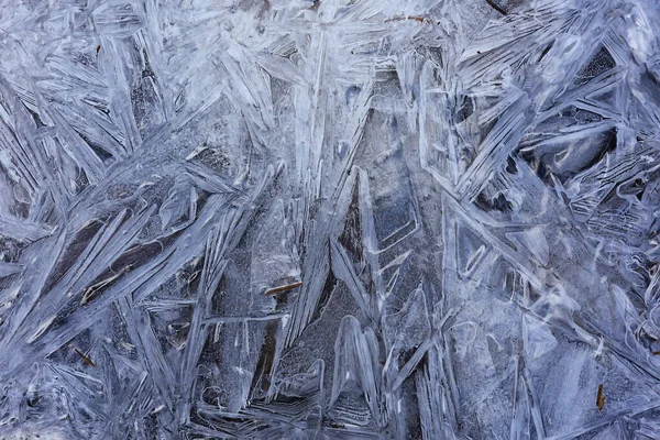 Texture Ice Cracks White Ice Crystals Winter Frost Background — Stock Photo, Image