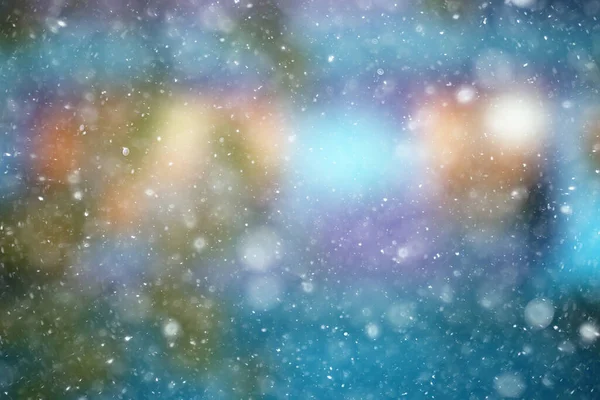 Abstrakter Blauer Hintergrund Schneeflocken Neujahr Glühdesign — Stockfoto