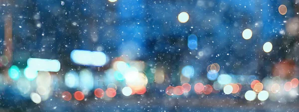 Abstraktní Sníh Rozmazané Pozadí Města Světla Zimní Dovolená Nový Rok — Stock fotografie