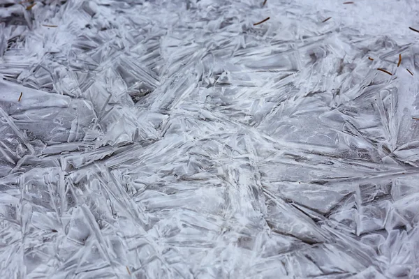 Texture Ice Cracks White Ice Crystals Winter Frost Background — Stock Photo, Image