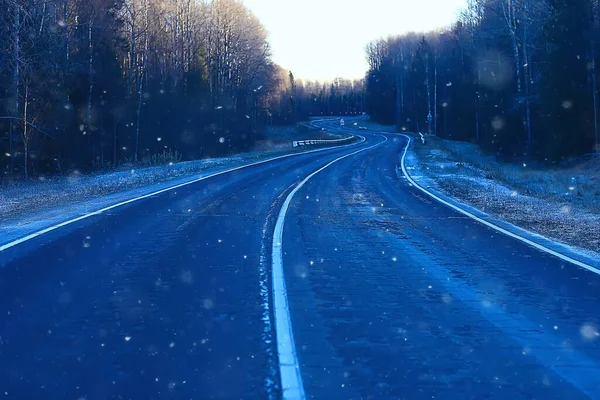 冬季道路抽象景观 季节性道路12月雪 — 图库照片