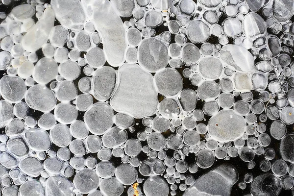 Vzduch Pod Ledovými Bublinami Abstraktní Sezónní Zimní Chladné Pozadí Mimo — Stock fotografie