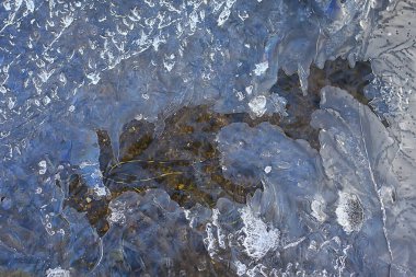 desen buz çatlakları, beyaz buz kristalleri, kış ayazı arka planı