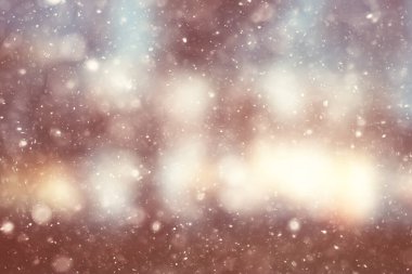 Renkli arka plan kar yağışı akşam ışıkları, yumuşak ışık bulanıklığı