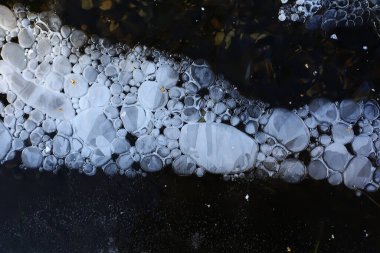 donmuş su birikintisi arka planı, kışın soyut mevsimsel buz