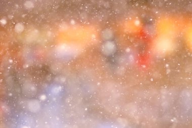 Renkli arka plan kar yağışı akşam ışıkları, yumuşak ışık bulanıklığı