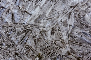 desen buz çatlakları, beyaz buz kristalleri, kış ayazı arka planı