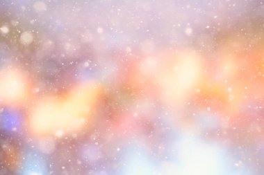 Renkli arka plan kar yağışı akşam ışıkları, yumuşak ışık bulanıklığı