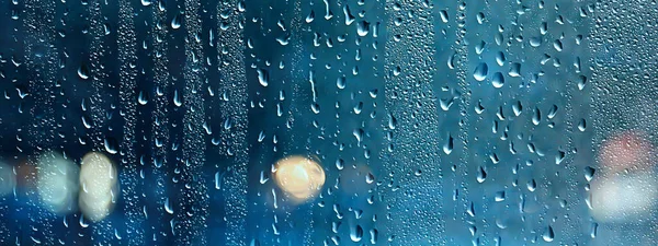 Ventana Húmeda Ciudad Luces Gotas Lluvia Fondo Abstracto Otoño Invierno —  Fotos de Stock