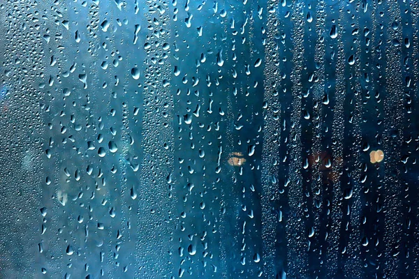 Nat Venster Stad Verlichting Regen Druppels Abstracte Achtergrond Herfst Winter — Stockfoto