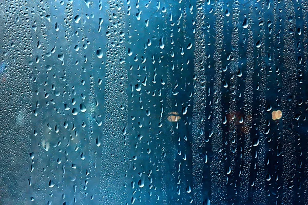 Wet Window City Lights Rain Drops Abstract Background Autumn Winter — Stock Photo, Image