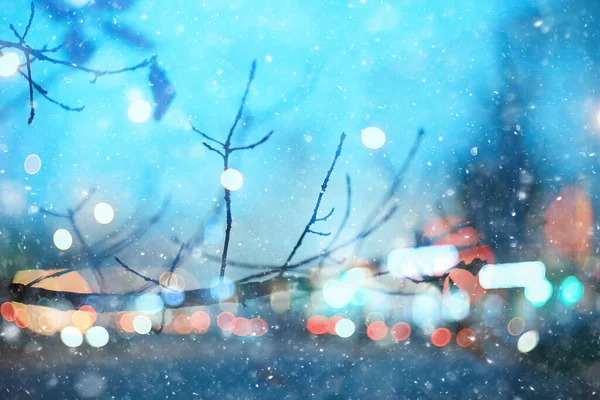 Abstrakcyjny Śnieg Rozmazane Tło Światła Miasta Ferie Zimowe Nowy Rok — Zdjęcie stockowe