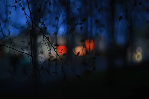 Вечерние Огни Размыты Фон Боке Осенью Абстрактный Городской Фон Осень — стоковое фото
