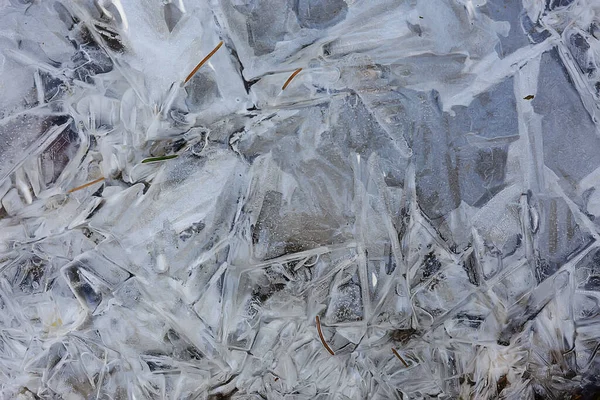 Texture Fissures Glace Cristaux Glace Blanche Fond Givre Hiver — Photo