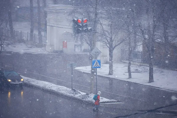 Vinter Väg Abstrakt Landskap Säsongsväg December Snö — Stockfoto