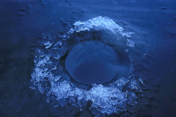 Hole Ice Fishing Winter Seasonal Abstract Background Lake — Stock Photo, Image