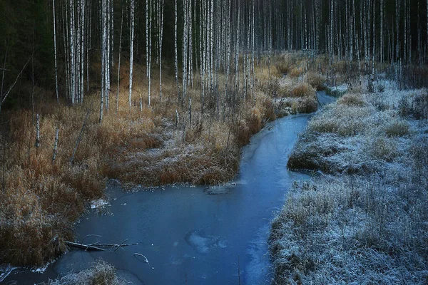 Gelido Fiume Novembre Dicembre Paesaggio Stagionale Natura Inverno — Foto Stock