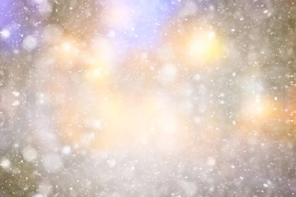 Fondo Colorido Nieve Nieve Noche Navidad Luces Suave Luz Borrosa —  Fotos de Stock