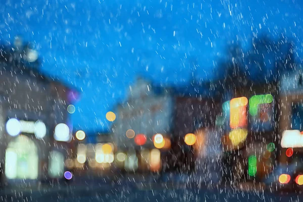 Regen Stad Lichten Weer Concept Achtergrond — Stockfoto