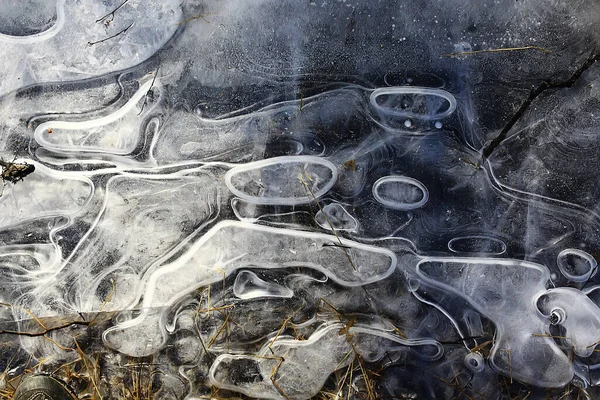 Fundo Poça Congelada Inverno Gelo Sazonal Abstrato — Fotografia de Stock